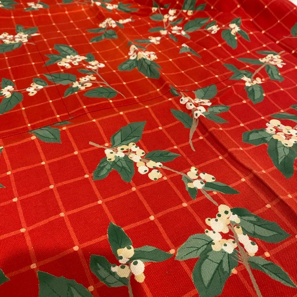 Crate & Barrel Red Holly Check Apron - Like New, 100% Cotton, One Size